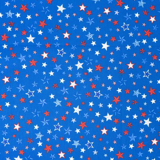 SINGER Red, White & Blue Scattered Stars Cotton Fabric